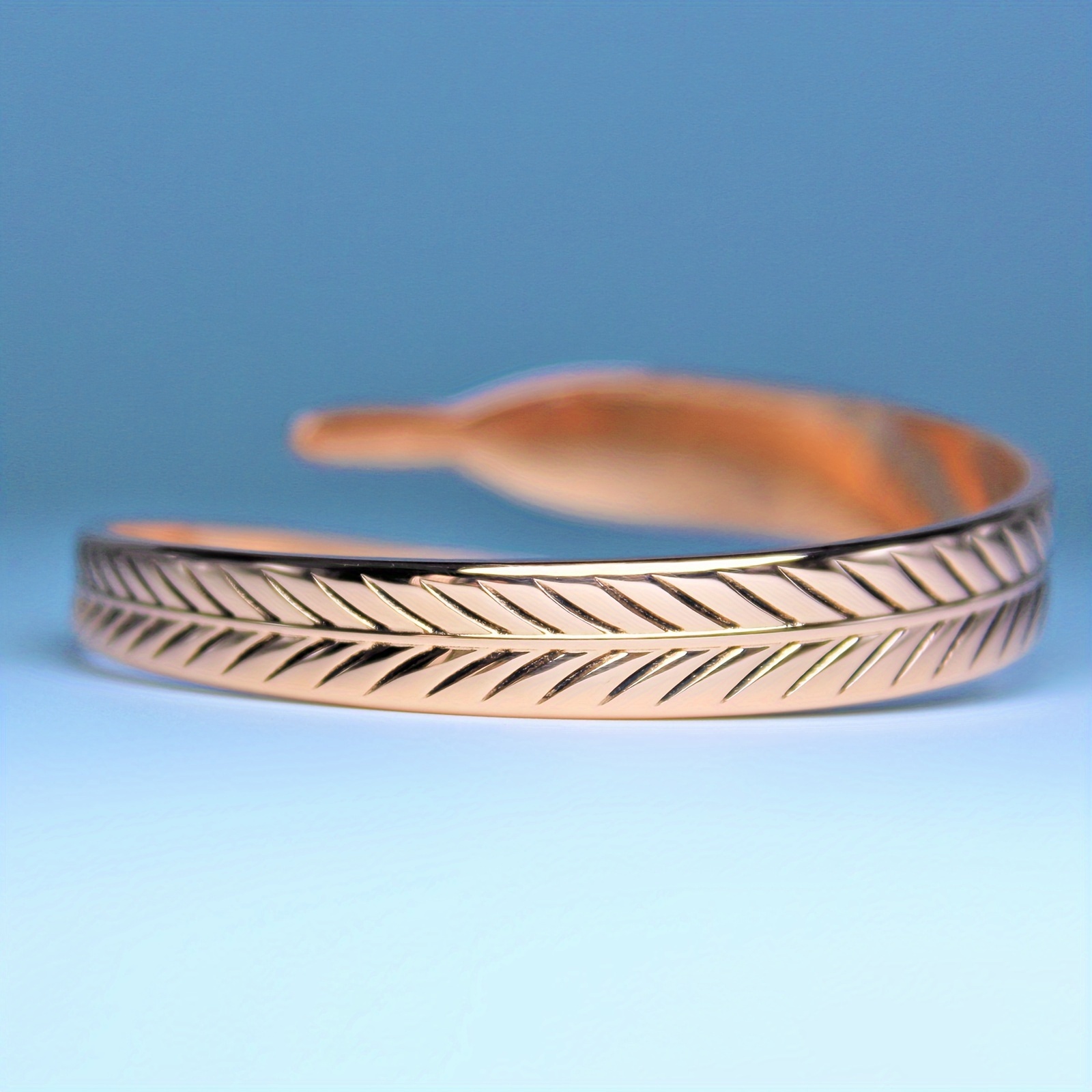 Boho Copper Cuff Bangle No Plating Leaf Daily Wear & Gift